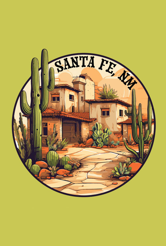 Santa Fe New Mexico Design D Souvenir Wood sign with frame 5x7
