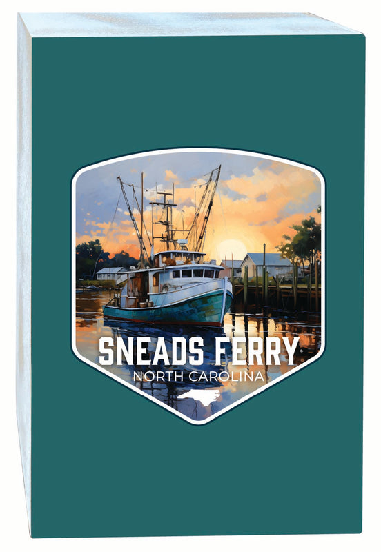 Sneads Ferry North Carolina Shrimp Boat Design Souvenir Wood sign with frame 5x7