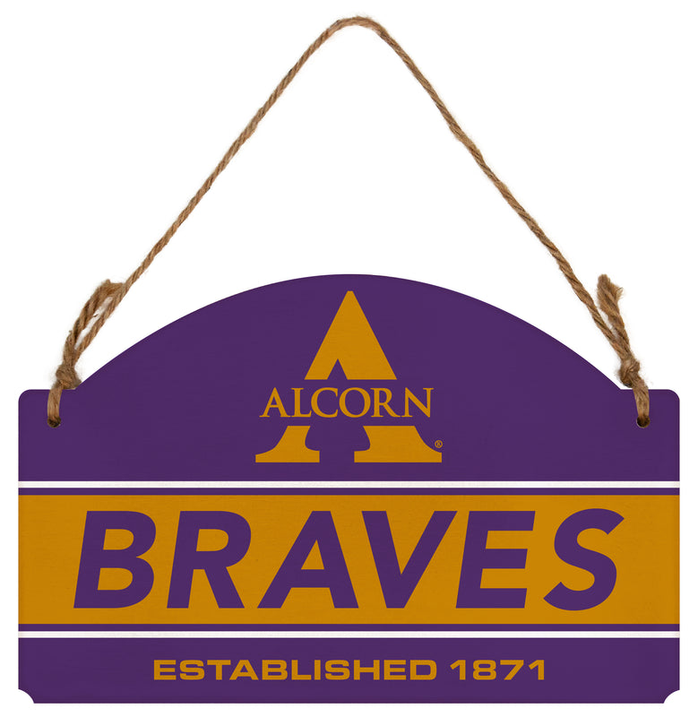 Alcorn State Braves Flat Wood Sign with Hanging String - Officially Licensed Collegiate Product