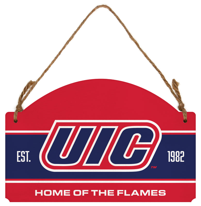 University of Illinois at Chicago Flat Wood Sign with Hanging String - Officially Licensed Collegiate Product