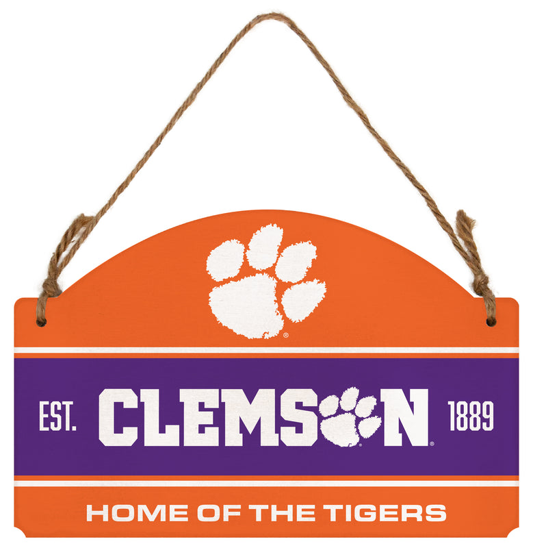 Clemson Tigers Flat Wood Sign with Hanging String - Officially Licensed Collegiate Product