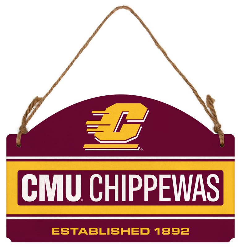Central Michigan University Flat Wood Sign with Hanging String - Officially Licensed Collegiate Product