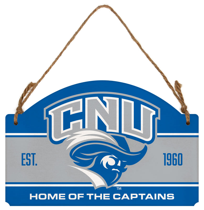 Christopher Newport Captains Flat Wood Sign with Hanging String - Officially Licensed Collegiate Product