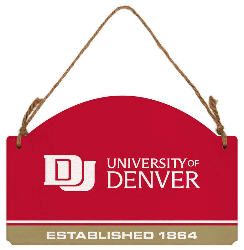 University of Denver Pioneers Flat Wood Sign with Hanging String - Officially Licensed Collegiate Product