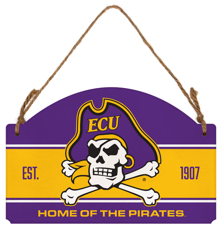 East Carolina Pirates Flat Wood Sign with Hanging String - Officially Licensed Collegiate Product