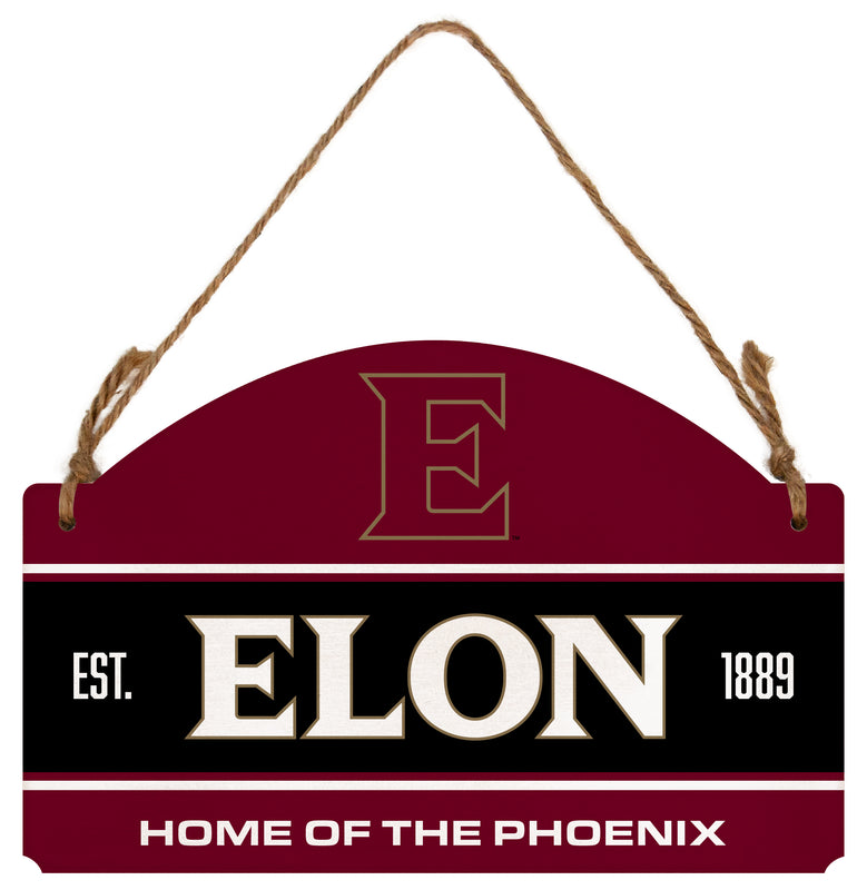 Elon University Flat Wood Sign with Hanging String - Officially Licensed Collegiate Product
