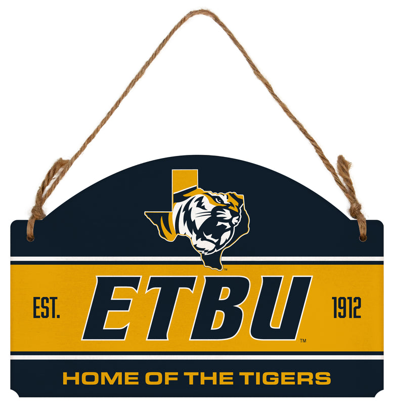 East Texas Baptist University Flat Wood Sign with Hanging String - Officially Licensed Collegiate Product