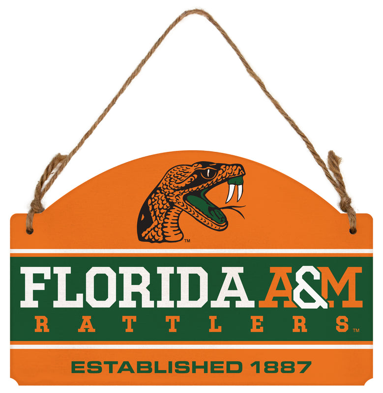 Florida A&M Rattlers Flat Wood Sign with Hanging String - Officially Licensed Collegiate Product