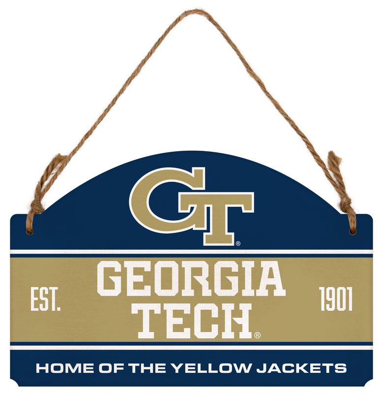Georgia Tech Yellow Jackets Flat Wood Sign with Hanging String - Officially Licensed Collegiate Product