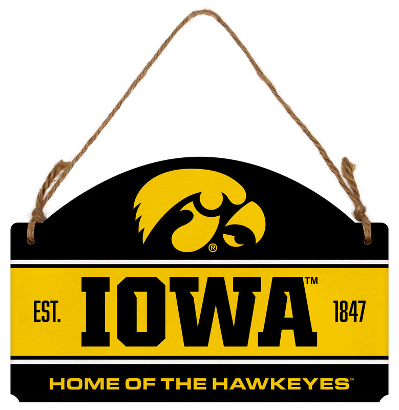 Iowa Hawkeyes Flat Wood Sign with Hanging String - Officially Licensed Collegiate Product