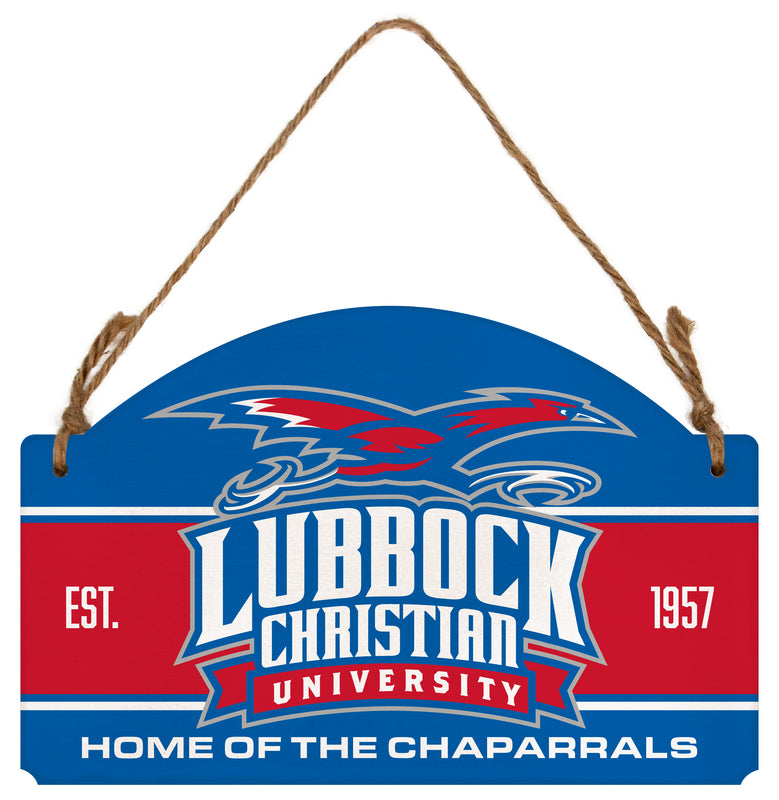 Lubbock Christian University Chaparral Flat Wood Sign with Hanging String - Officially Licensed Collegiate Product