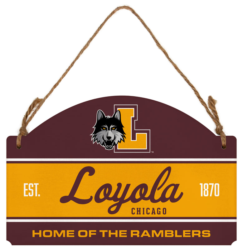 Loyola University Ramblers Flat Wood Sign with Hanging String - Officially Licensed Collegiate Product