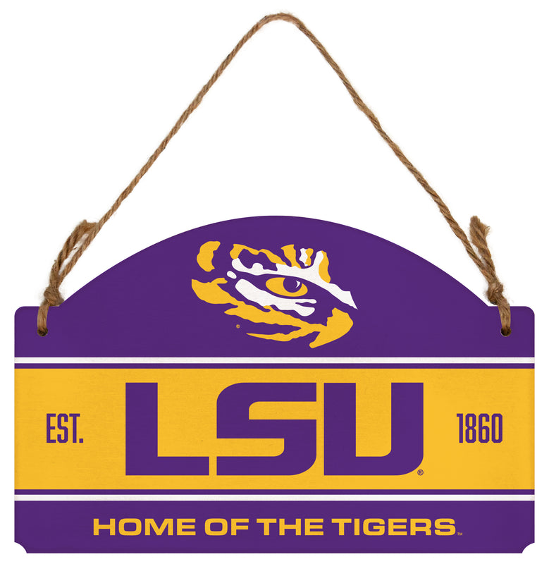 LSU Tigers Flat Wood Sign with Hanging String - Officially Licensed Collegiate Product