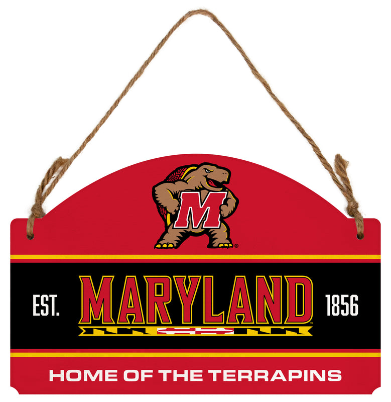 Maryland Terrapins Flat Wood Sign with Hanging String - Officially Licensed Collegiate Product