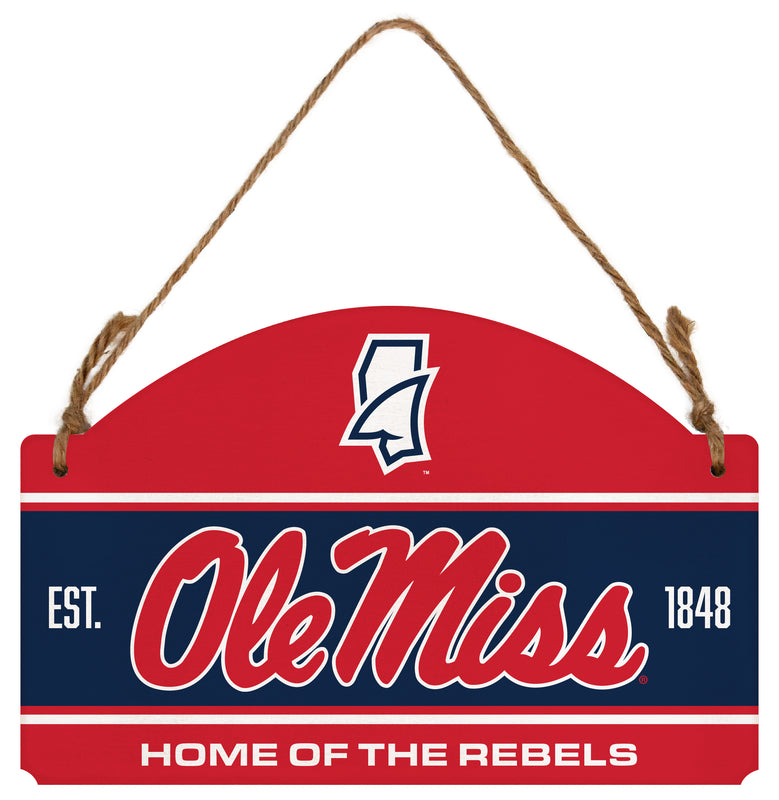 Mississippi Rebels "Ole Miss" Flat Wood Sign with Hanging String - Officially Licensed Collegiate Product