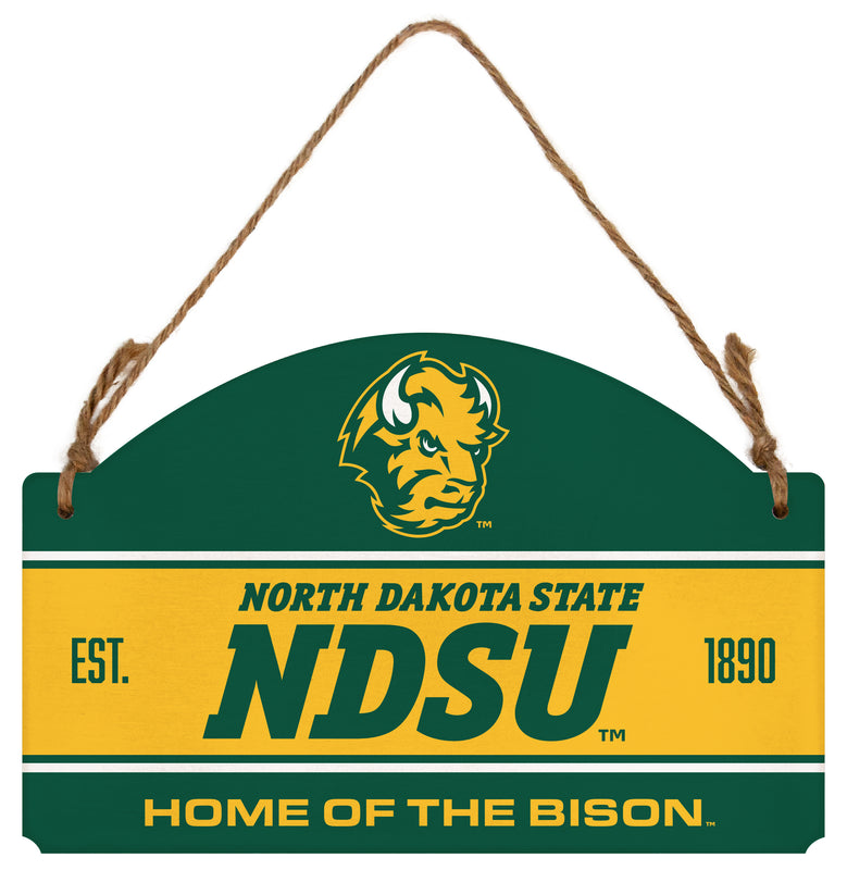North Dakota State Bison Flat Wood Sign with Hanging String - Officially Licensed Collegiate Product