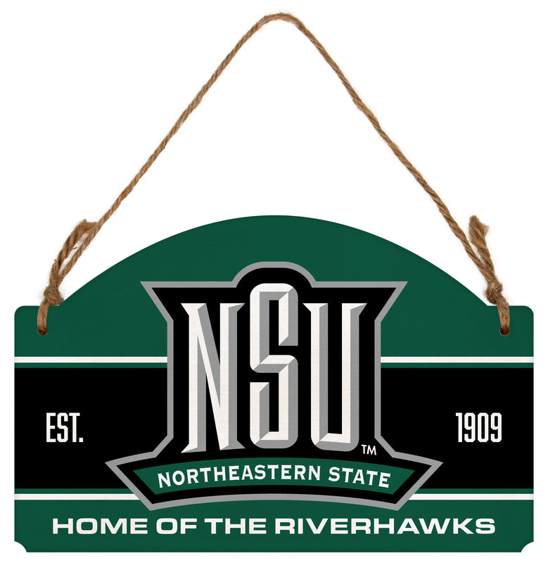 Northeastern State University Riverhawks Flat Wood Sign with Hanging String - Officially Licensed Collegiate Product