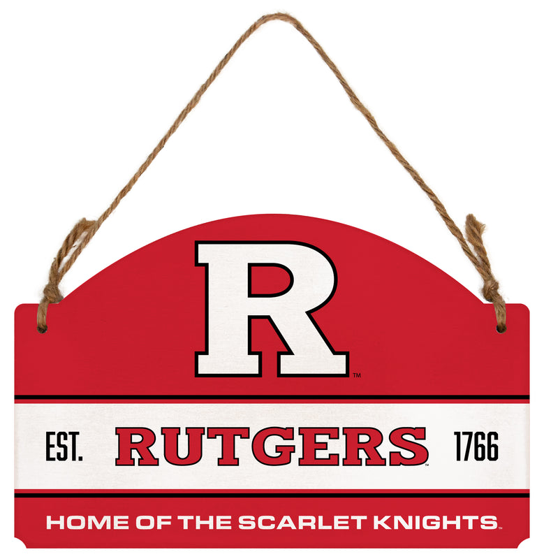 Rutgers Scarlet Knights Flat Wood Sign with Hanging String - Officially Licensed Collegiate Product
