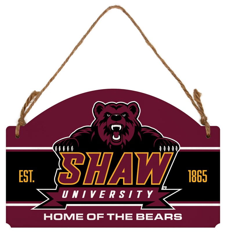 Shaw University Bears Flat Wood Sign with Hanging String - Officially Licensed Collegiate Product