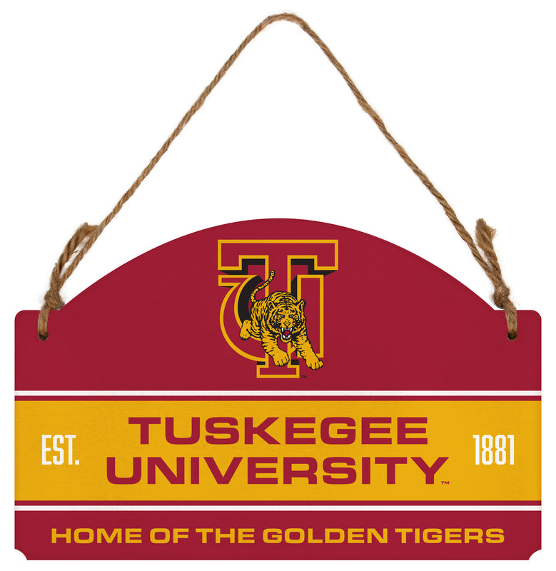 Tuskegee University Flat Wood Sign with Hanging String - Officially Licensed Collegiate Product