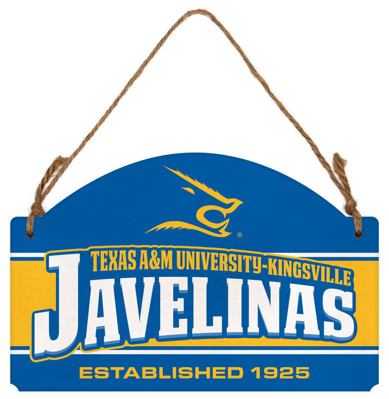 Texas A&M Kingsville Javelinas Flat Wood Sign with Hanging String - Officially Licensed Collegiate Product