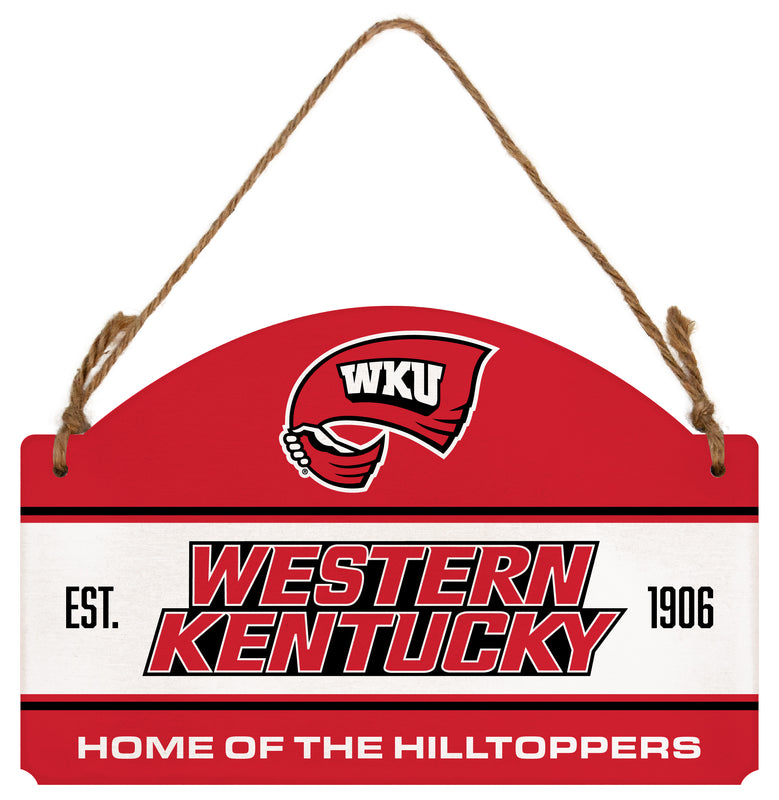 Western Kentucky Hilltoppers Flat Wood Sign with Hanging String - Officially Licensed Collegiate Product