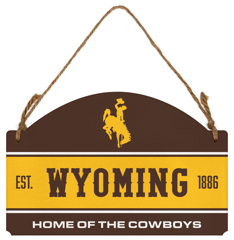 University of Wyoming Flat Wood Sign with Hanging String - Officially Licensed Collegiate Product