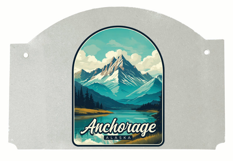 Anchorage Alaska Lake Mountain Design Souvenir Wood sign flat with string