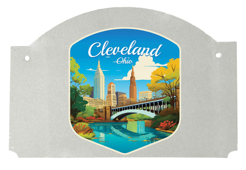Cleveland Ohio Design B Souvenir Wood sign flat with string
