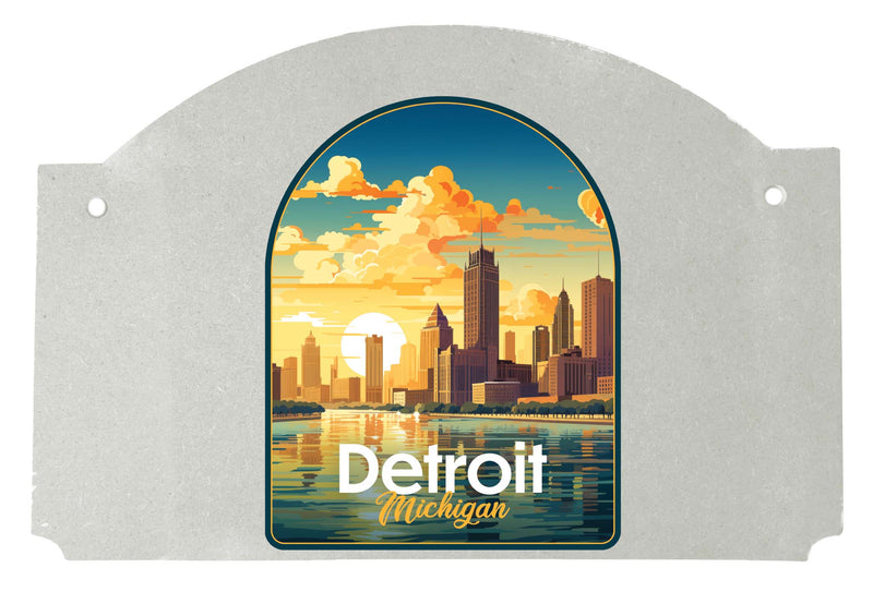 Detroit Michigan Design B Souvenir Wood sign flat with string