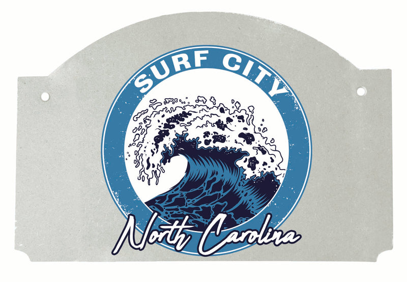 Surf City North Carolina Wave Design Souvenir Wood sign flat with string