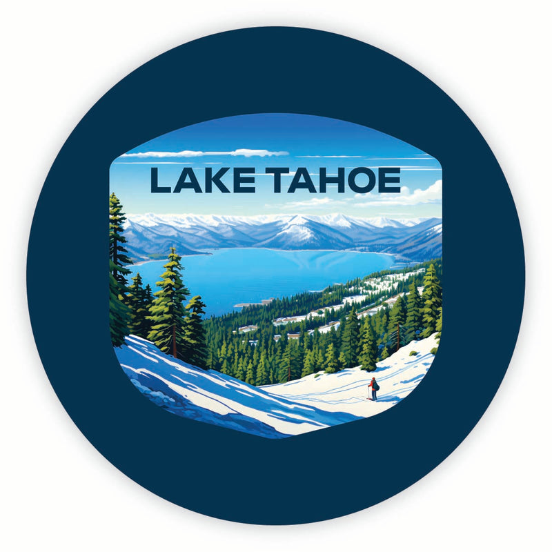 Lake Tahoe Ski Design D Souvenir Round Vinyl Decal Sticker 6-Inch