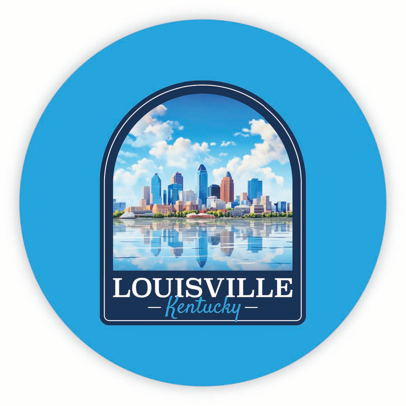 Louisville Kentucky Daytime Cityscape Design Souvenir Round Vinyl Decal Sticker 4-Inch