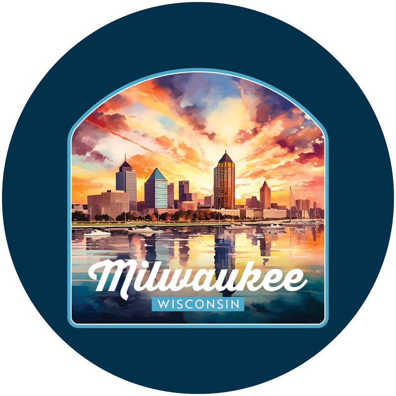 Milwaukee Wisconsin Design A Souvenir Round Vinyl Decal Sticker 4-Inch