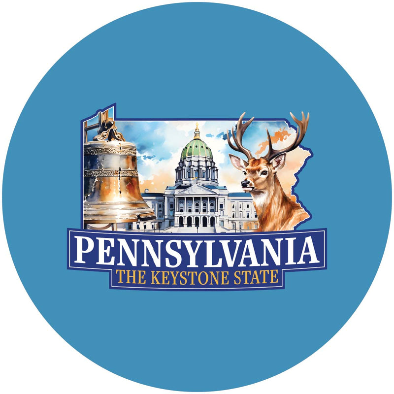 Pennsylvania Design D Souvenir Round Vinyl Decal Sticker 6-Inch