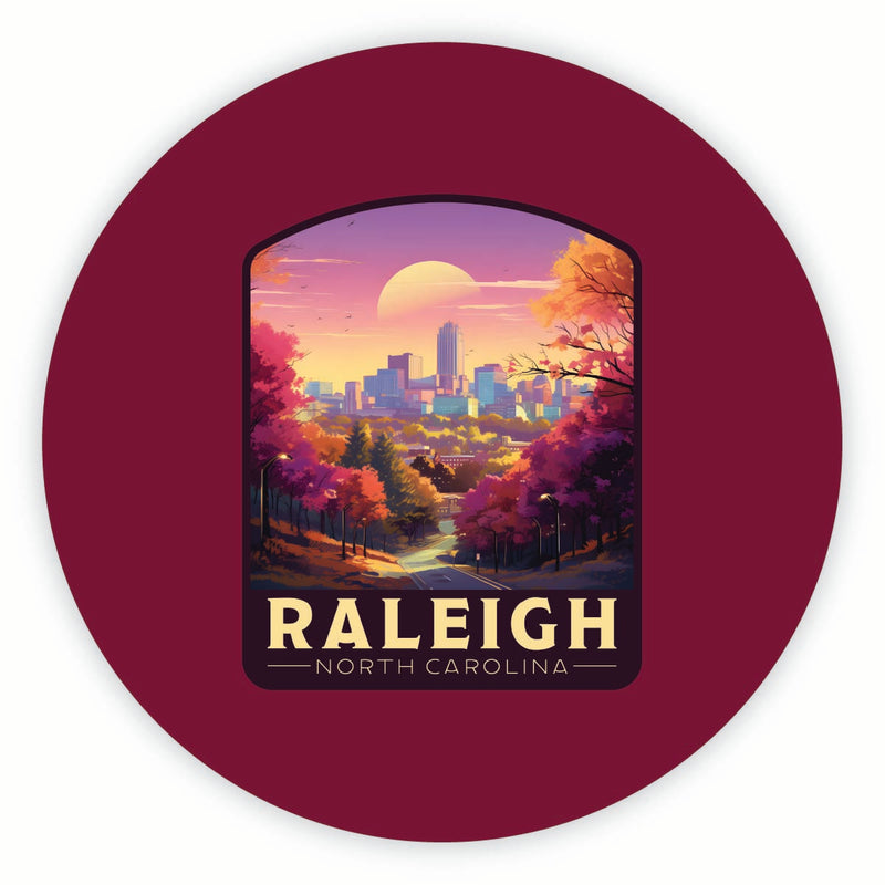 Raleigh North Carolina City of Oaks Design Souvenir Round Vinyl Decal Sticker 4-Inch