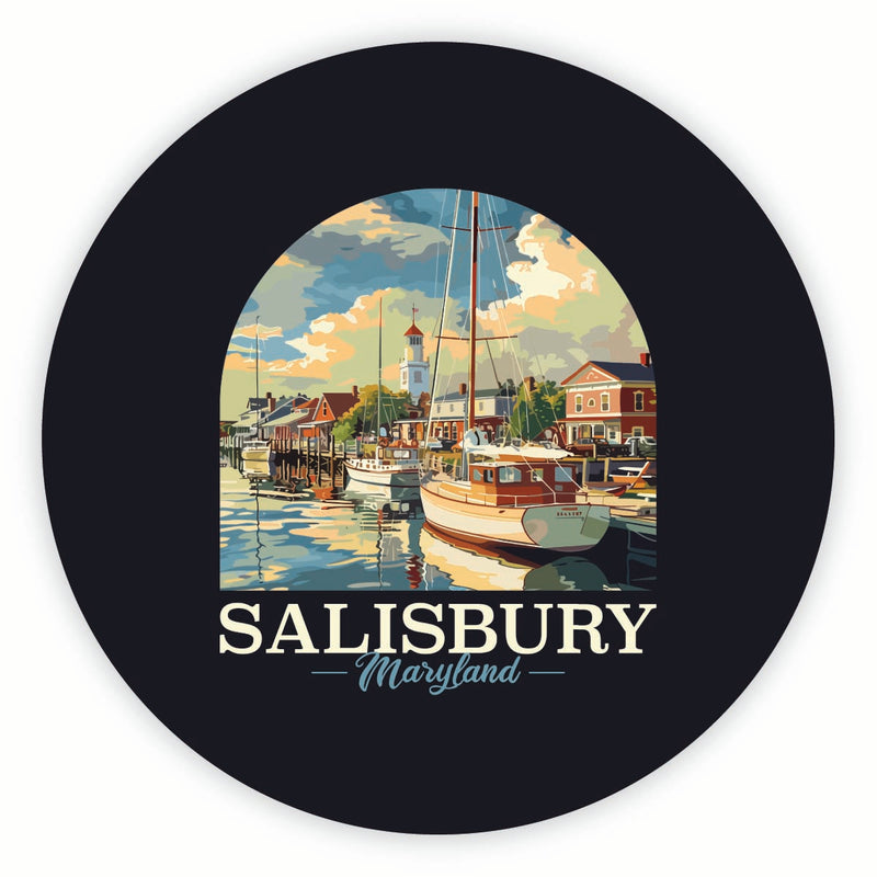 Salisbury Maryland Port of Salisbury Marina Design Souvenir Round Vinyl Decal Sticker 2-Inch