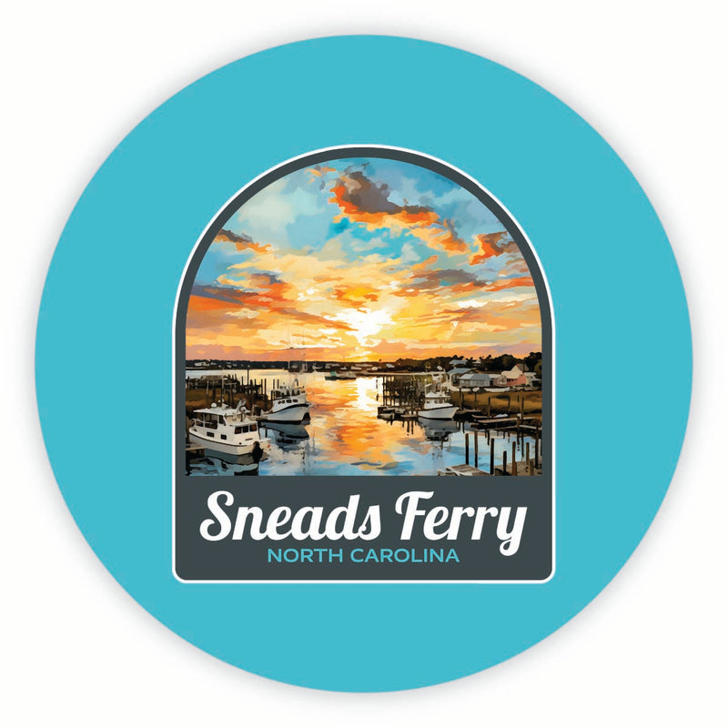 Sneads Ferry North Carolina Sunset over Bay Design Souvenir Round Vinyl Decal Sticker 6-Inch