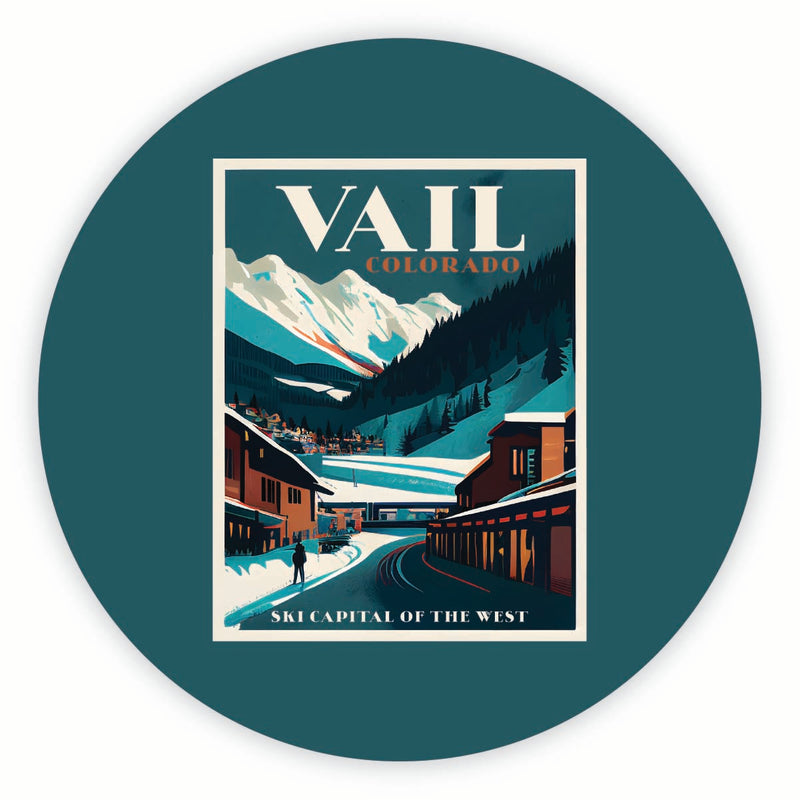 Vail Colorado Design B Souvenir Round Vinyl Decal Sticker 4-Inch