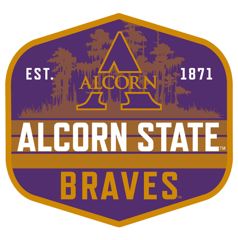 Alcorn State Braves Scenic Background Vinyl Sticker/Magnet - Officially Licensed