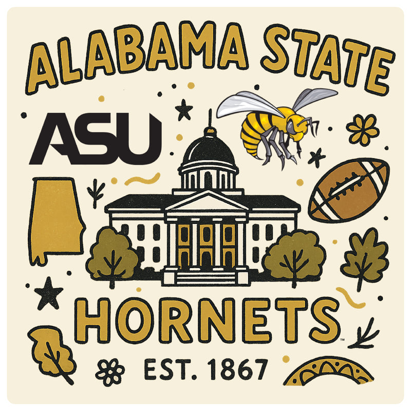 Alabama State University Medley Design Decorative Magnet or Sticker – Officially Licensed 3-Inch