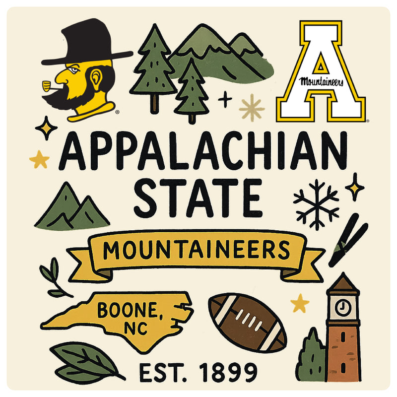 Appalachian State Medley Design Decorative Magnet or Sticker – Officially Licensed 3-Inch