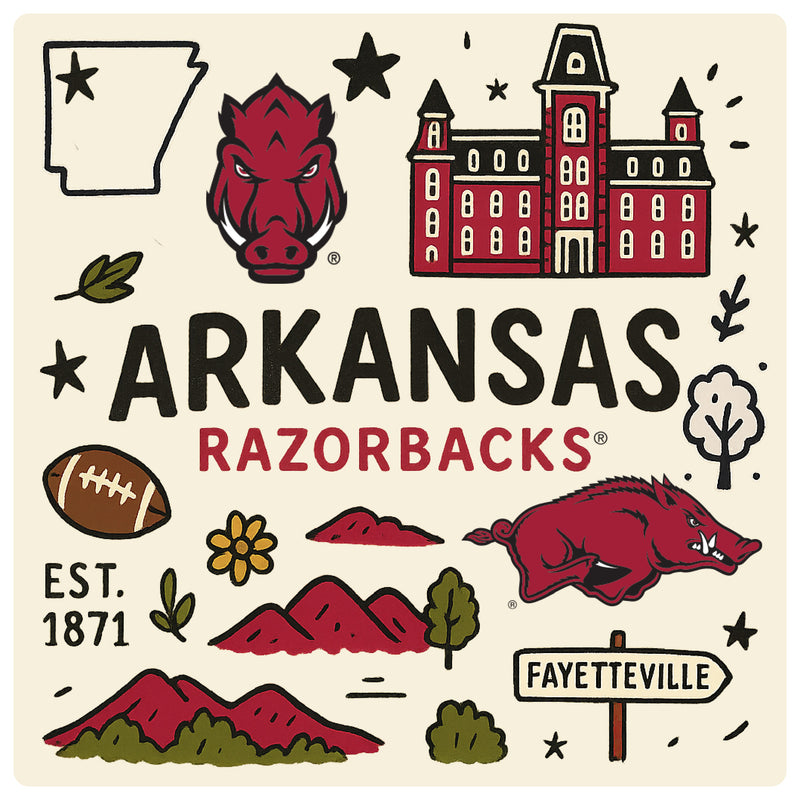 Arkansas Razorbacks Medley Design Decorative Magnet or Sticker – Officially Licensed 3-Inch