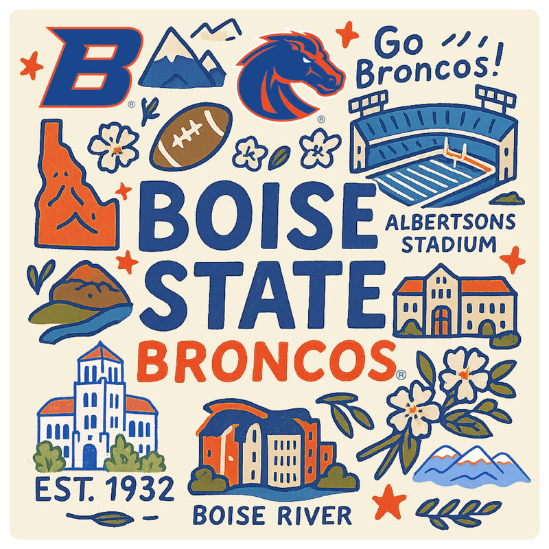 Boise State Broncos Medley Design Decorative Magnet or Sticker – Officially Licensed 3-Inch