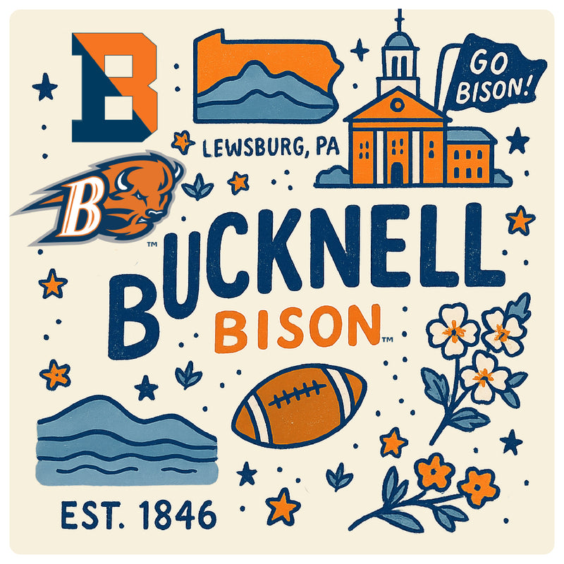Bucknell University Bison Medley Design Decorative Magnet or Sticker – Officially Licensed 3-Inch