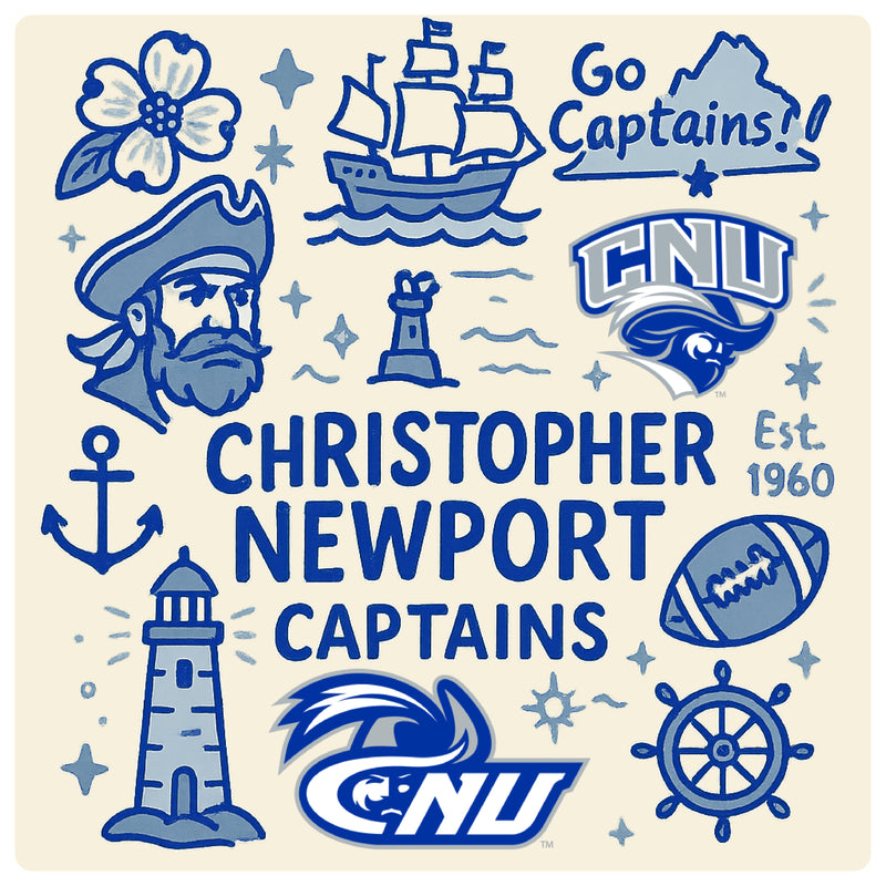 Christopher Newport Captains Medley Design Decorative Magnet or Sticker – Officially Licensed 3-Inch