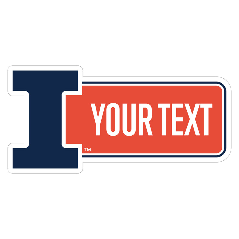 Illinois Fighting Illini Customizable Vinyl Sticker/Magnet Officially Licensed Collegiate Product 3-Inches Wide