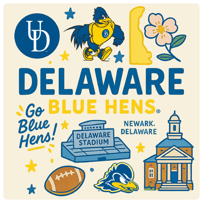 Delaware Blue Hens Medley Design Decorative Magnet or Sticker – Officially Licensed 3-Inch