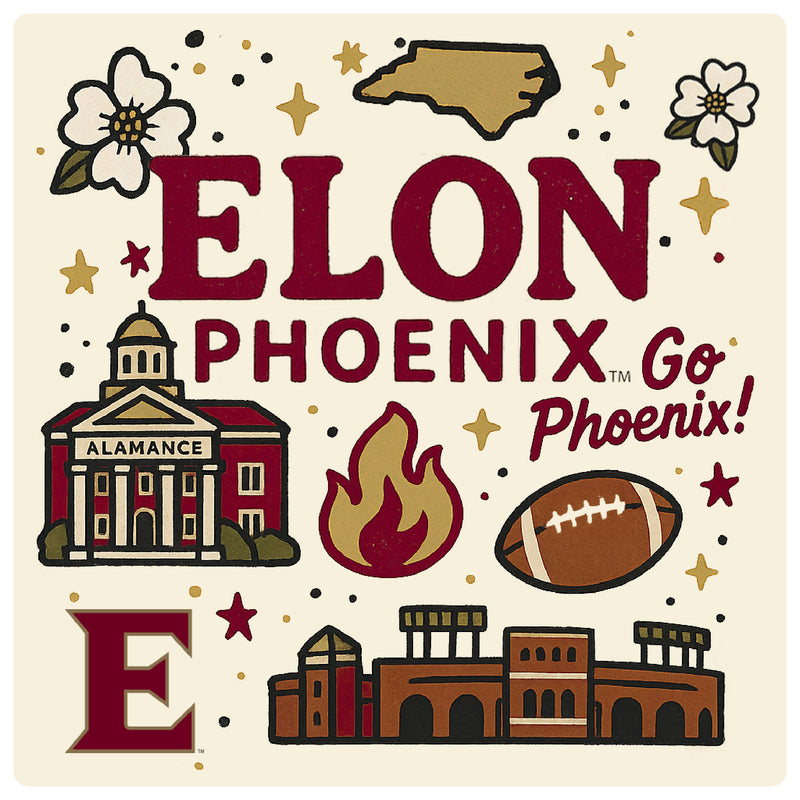 Elon University Medley Design Decorative Magnet or Sticker – Officially Licensed 3-Inch