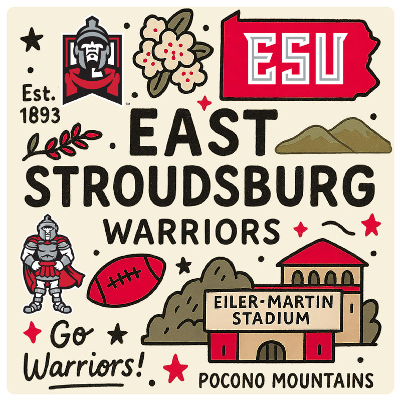 East Stroudsburg University Medley Design Decorative Magnet or Sticker – Officially Licensed 3-Inch